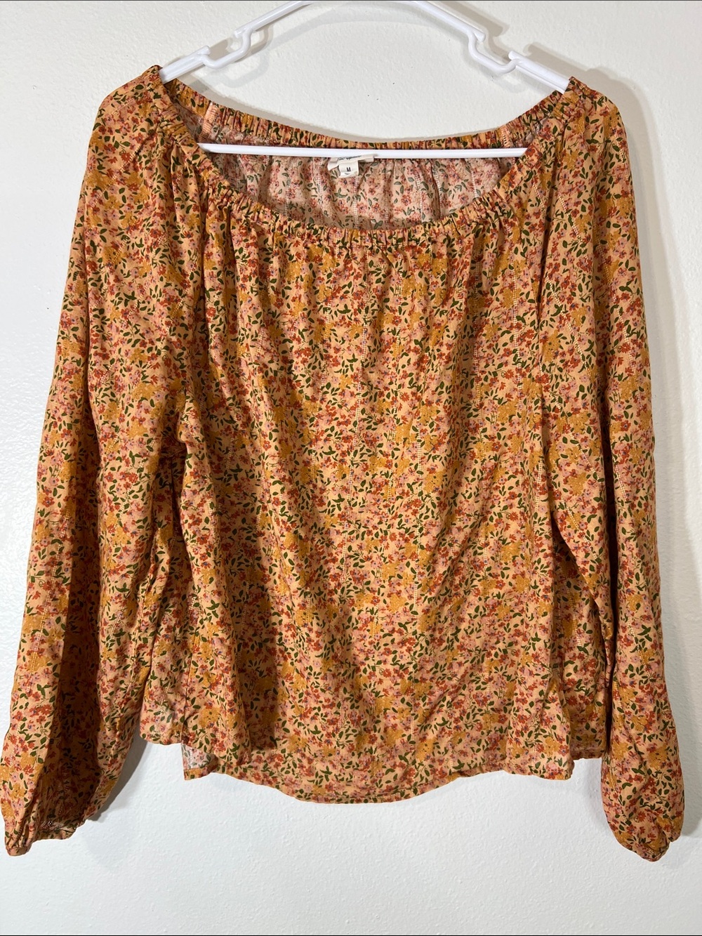 a.n.a Mustard Floral Peasant Blouse